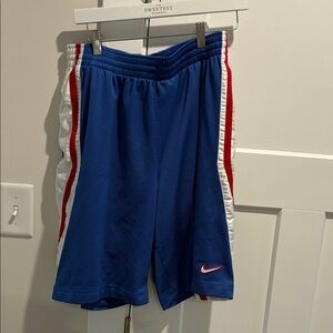 Nike Mens Blue Shorts with Red and White Accents